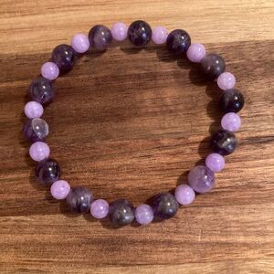 Handmade Amethyst and Quartz Beaded Bracelet